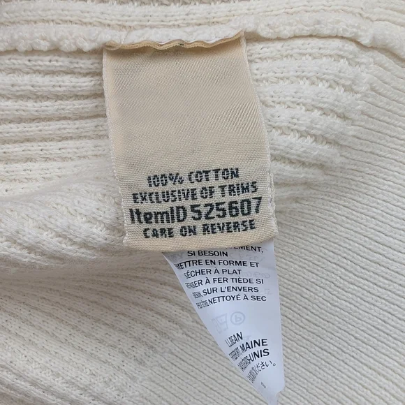 L.L.Bean Cotton Waffle Knit Sweater Cream Black Stripe – Women’s M - Picture 5 of 9